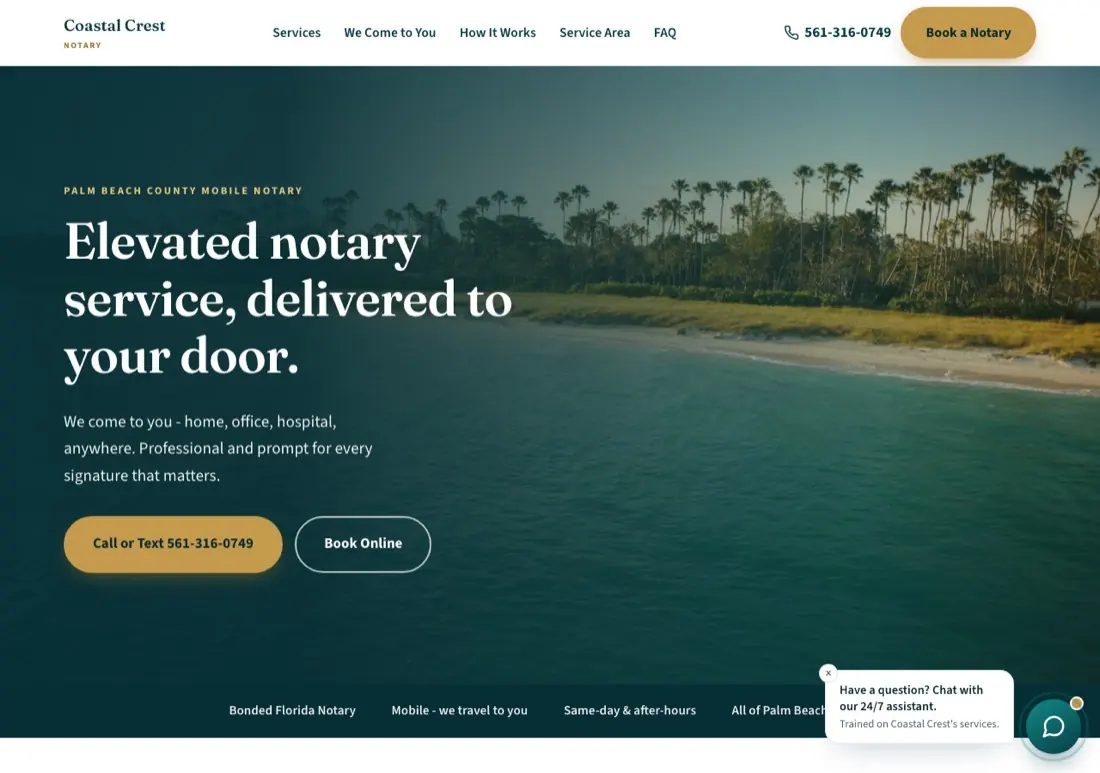 A whole new website DV8 built for Coastal Crest Notary