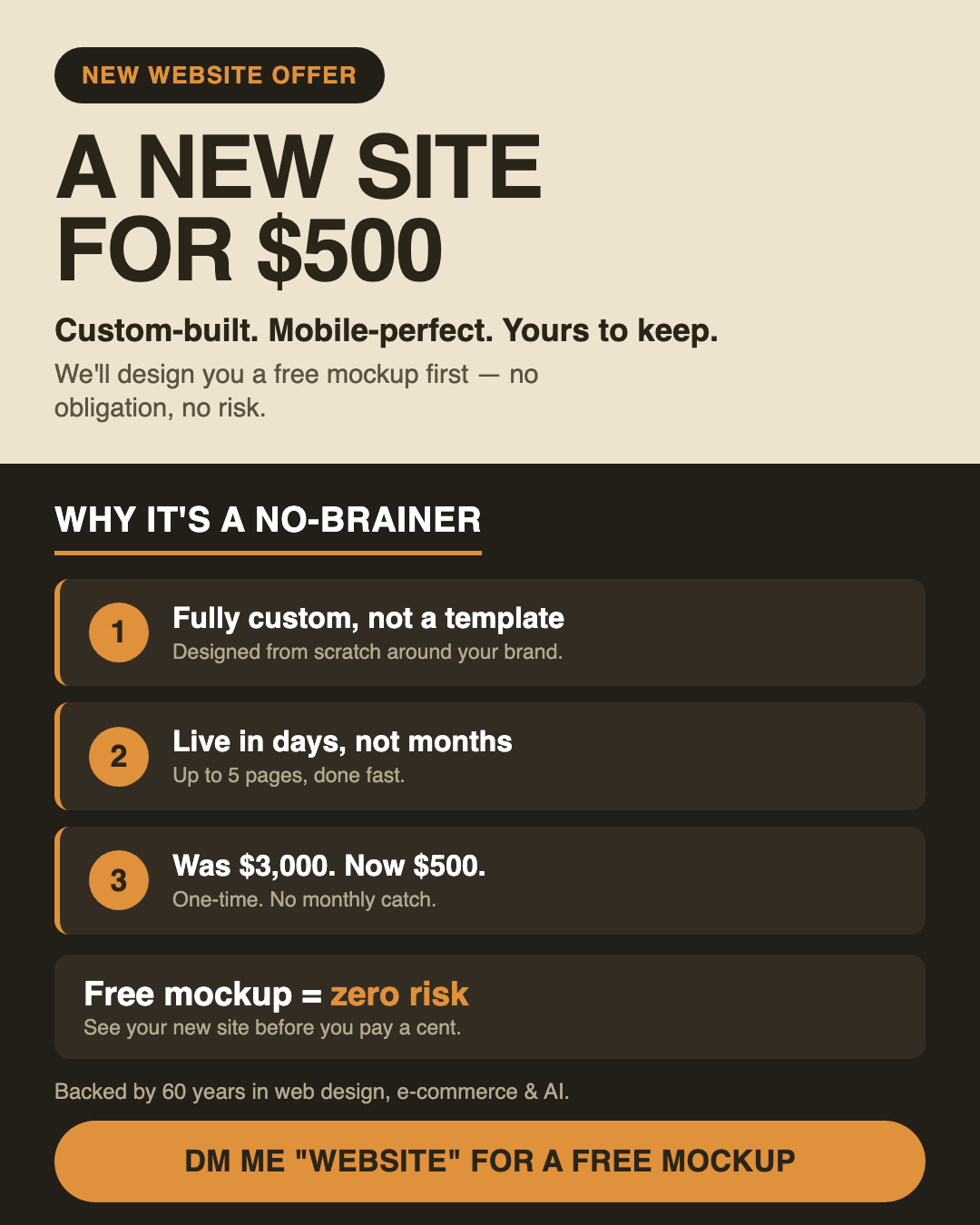 $500 website offer post - beige