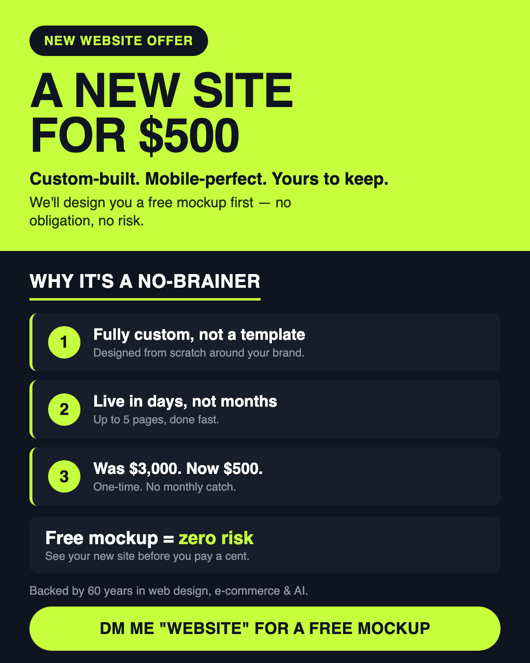 $500 website offer post - green